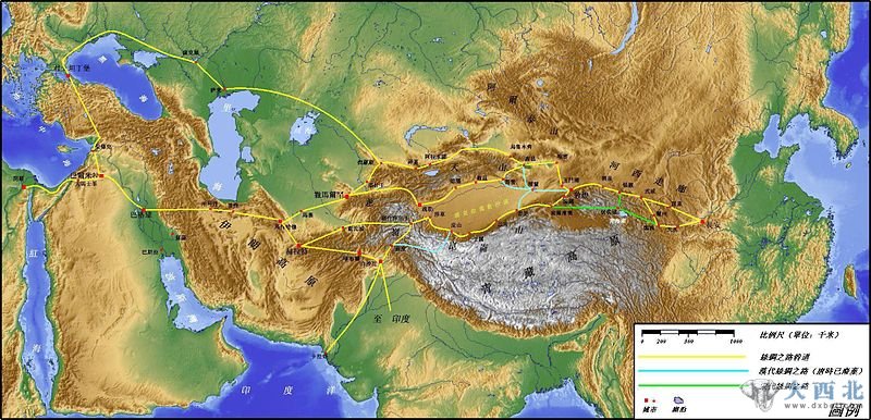 丝绸之路陆路路线图