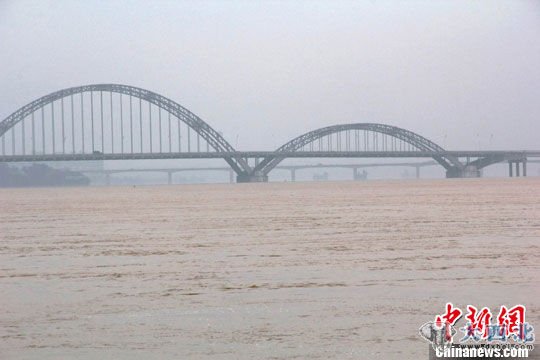 3月9日，暴涨的洪水从吉安大桥流过。李建平 摄