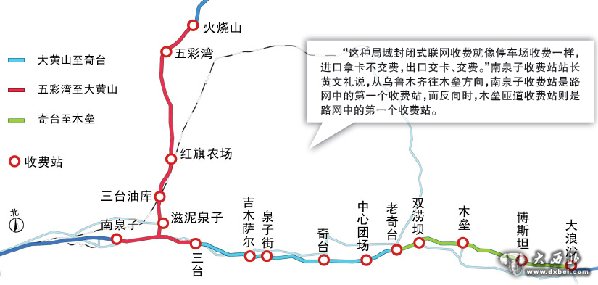 大黄山至奇台 奇台至木垒 五彩湾至大黄山三高速刷卡交过路费